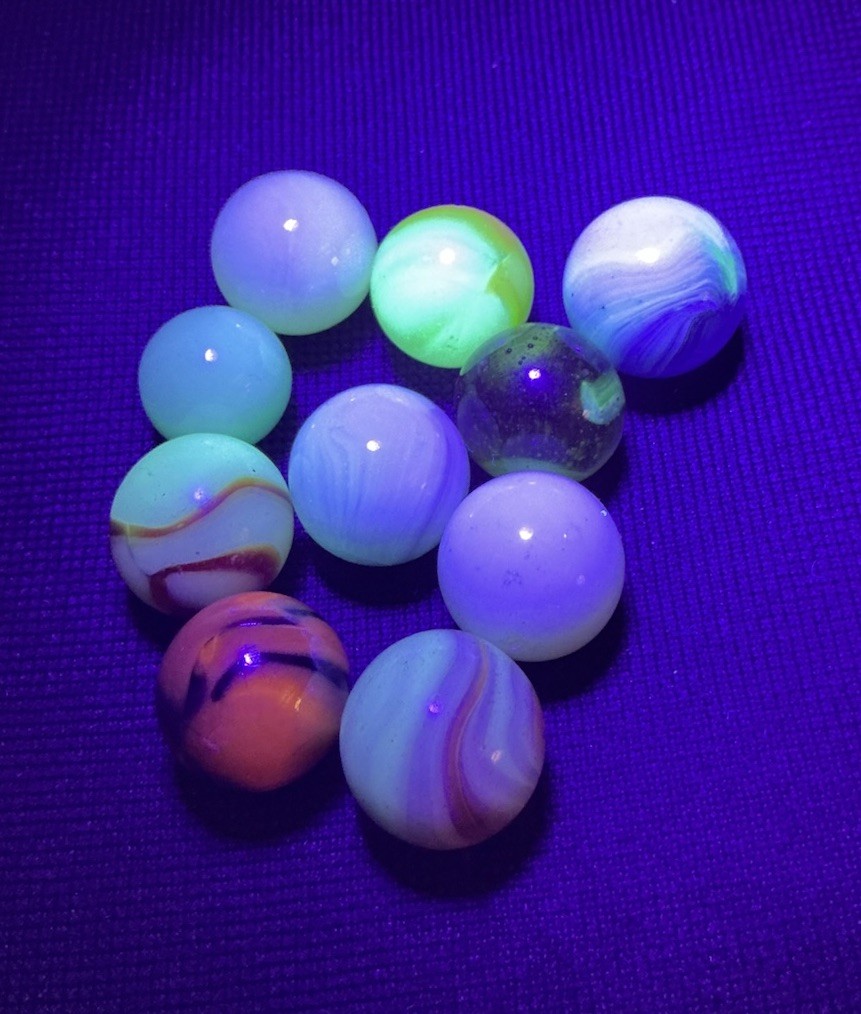 Vintage Toy Marble MARBLES Cadmium Uranium Glass Lot Of 10