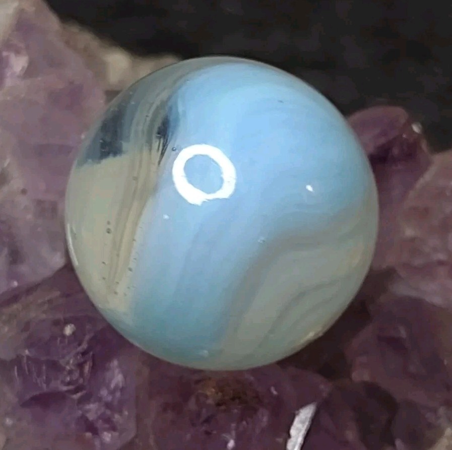 Lovely 💎NM++ Robins Blue Wispy Phantom Conqueror Vitro Vintage Marbles .65″