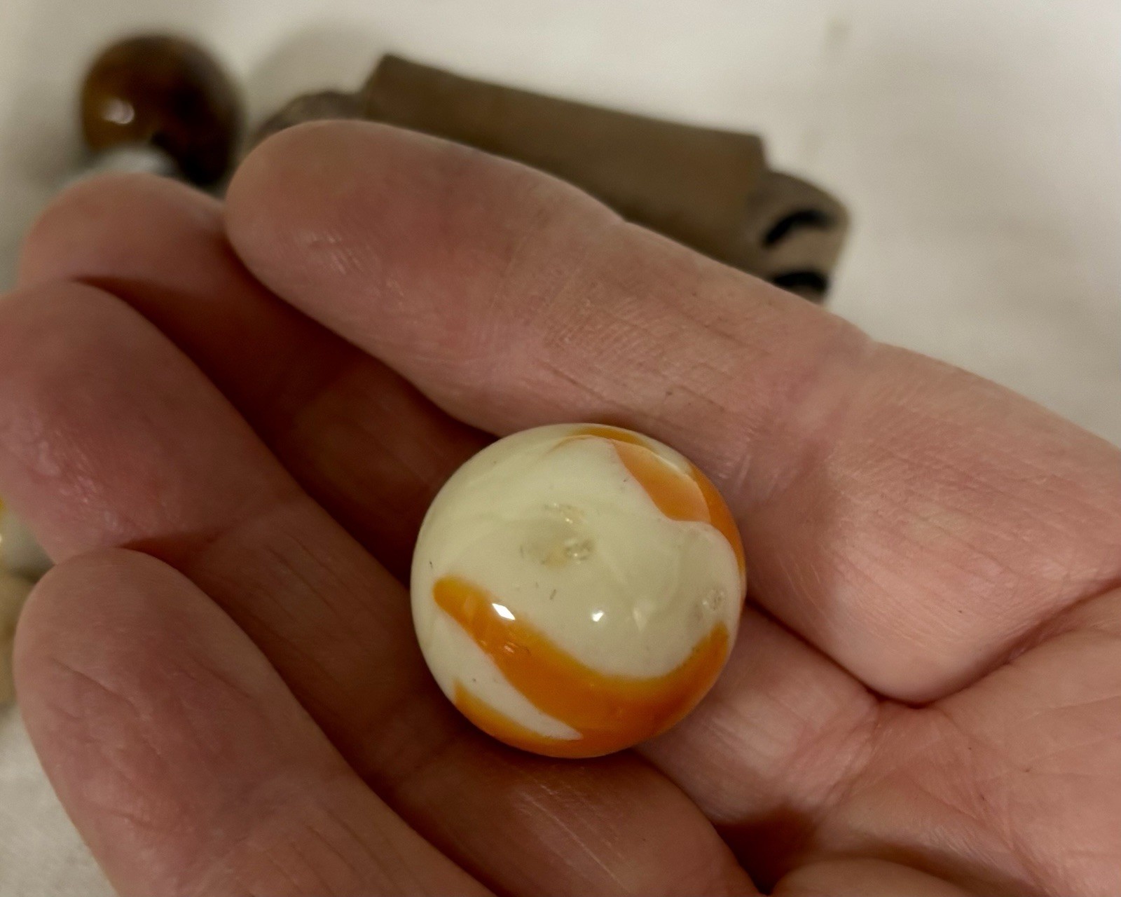 Vintage Marbles, Set of 7, Plus Leather Marble Pouch