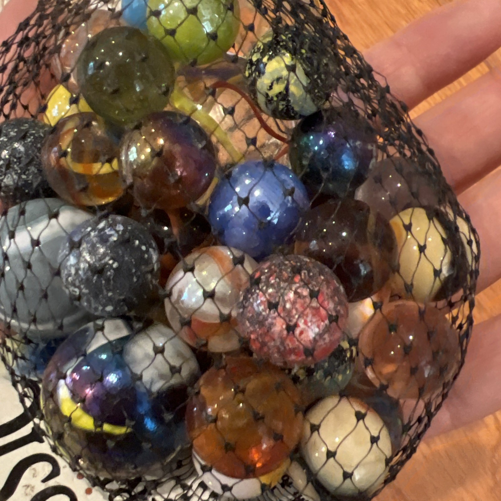 New Classic Mega Marbles Net Bag 10oz Assorted Unique Collectible Marbles