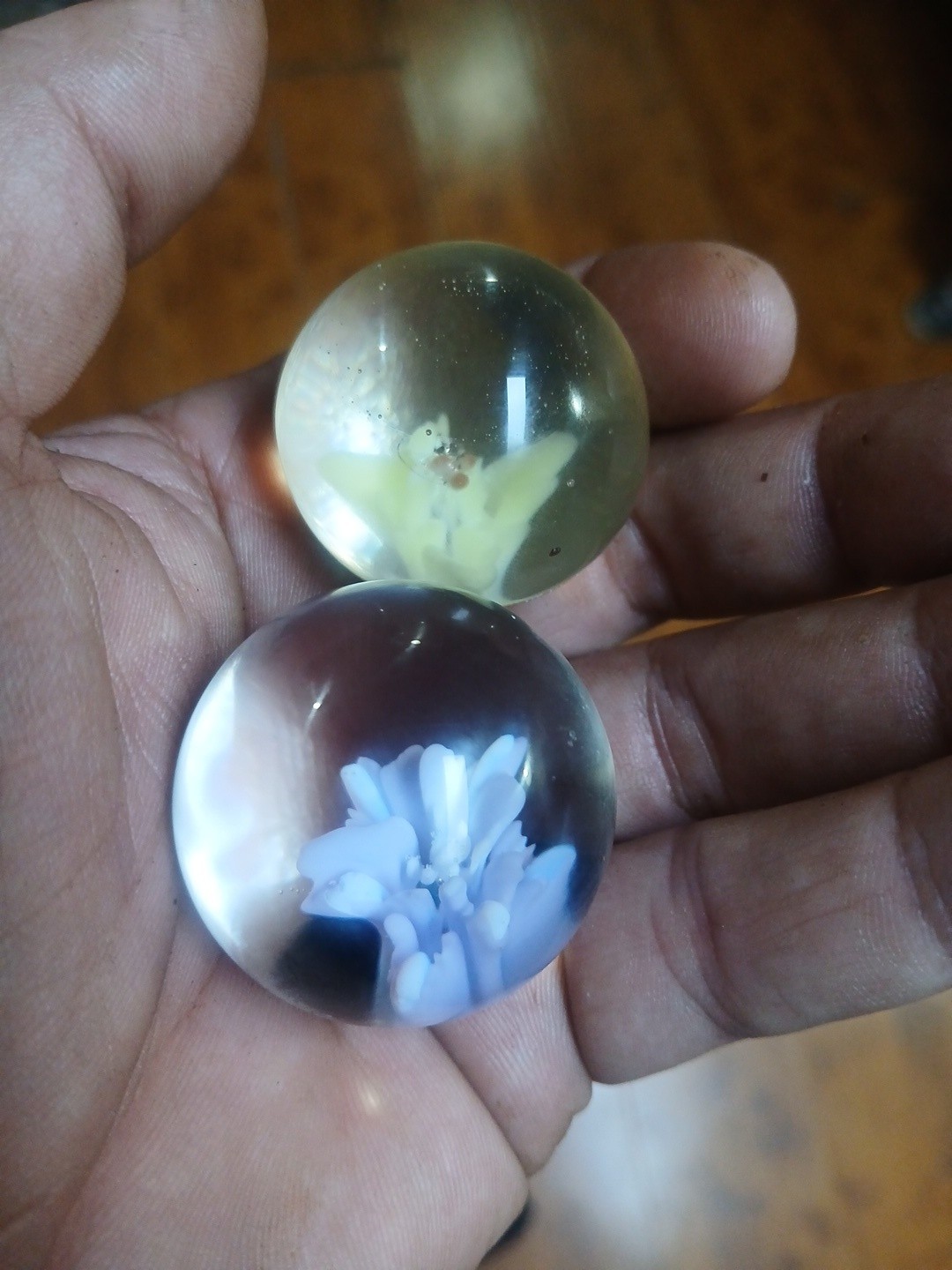 Purple And Yellow Flower Implosio. Marbles