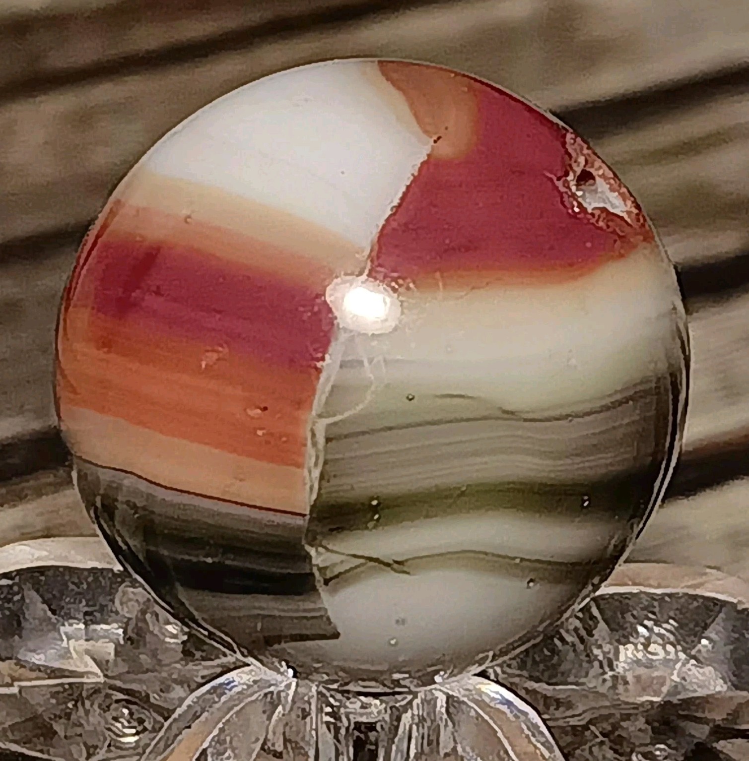Marble King Hybrid Rainbow Marble. 5/8″ Nm. Nice Color Combo.
