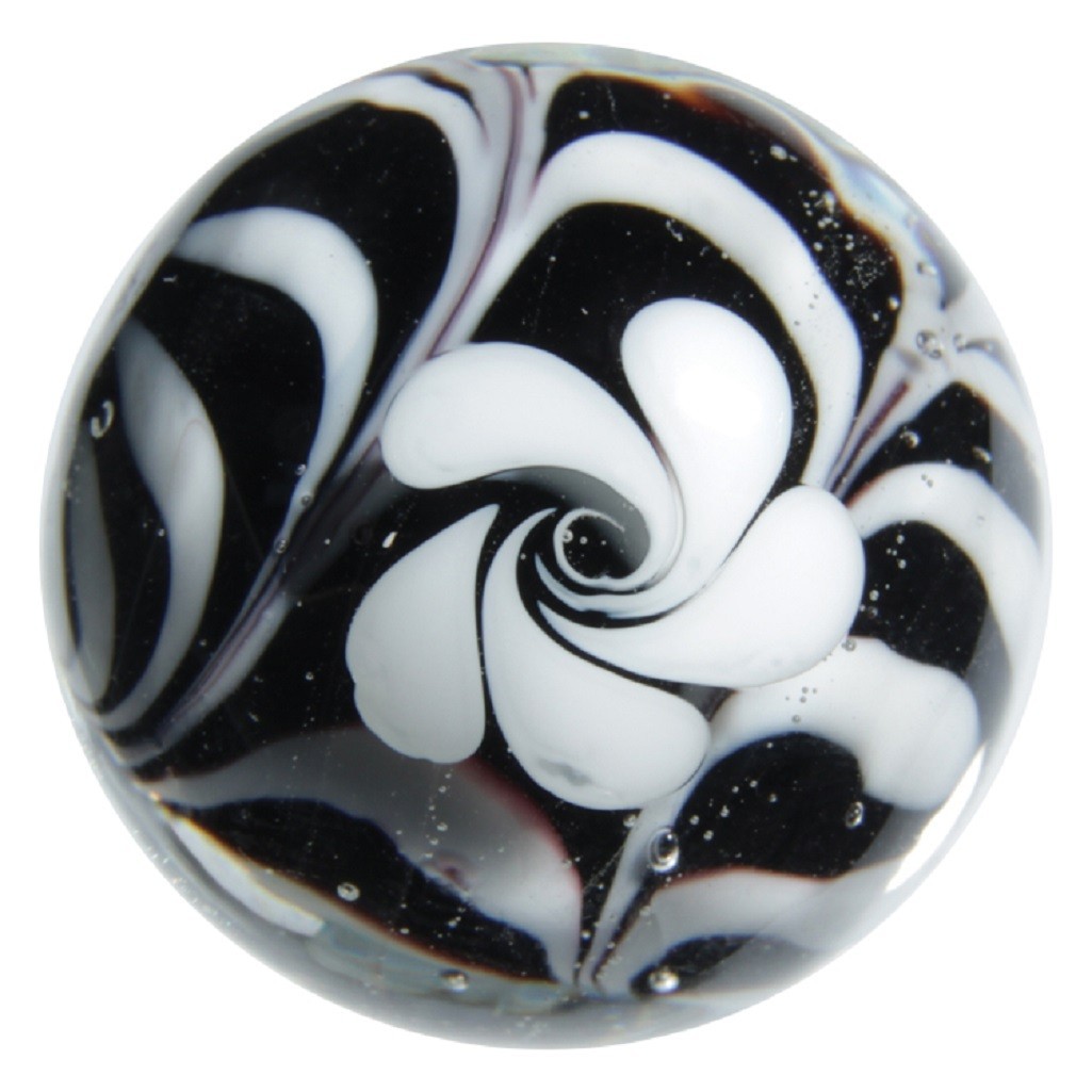 22mm HOCUS POCUS flower Handmade Contemporary art glass BLACK/WHITE Marble 7/8″