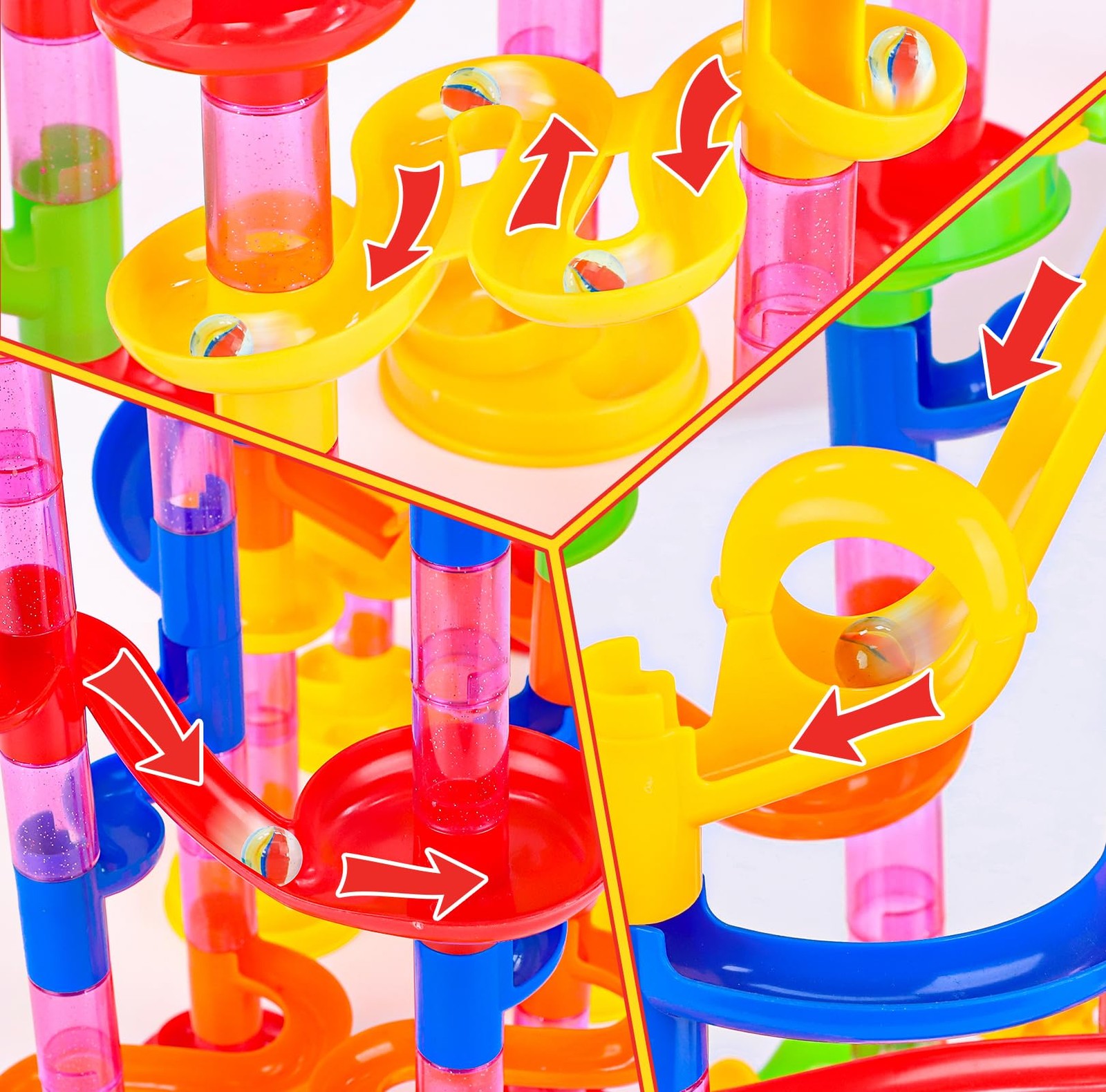 Gifts2U Marble Run Toy, 130Pcs 18.11 x 17.32 x inches, 130pcs