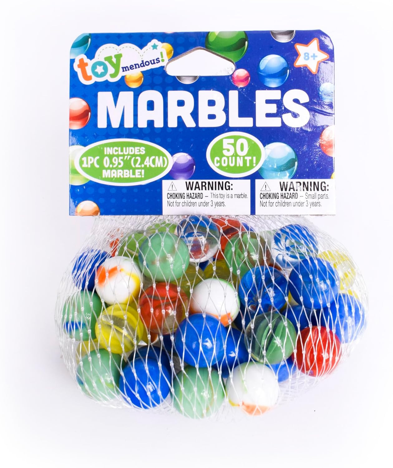 TOYMENDOUS 50 Piece Marbles – Colorful Glass Marble for Kids Games | 49 Player M