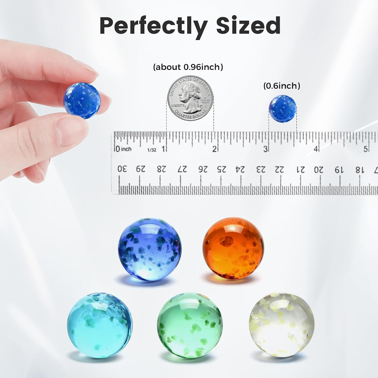 25 PCS Glow in the Dark Marbles, Bulk Luminous Colorful Glass Marbles for Kids M