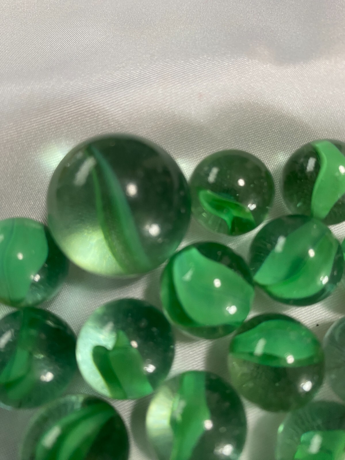 Vintage Cat Eye Marbles With 3 Large Cat Eyes Green Blue Red Stripes