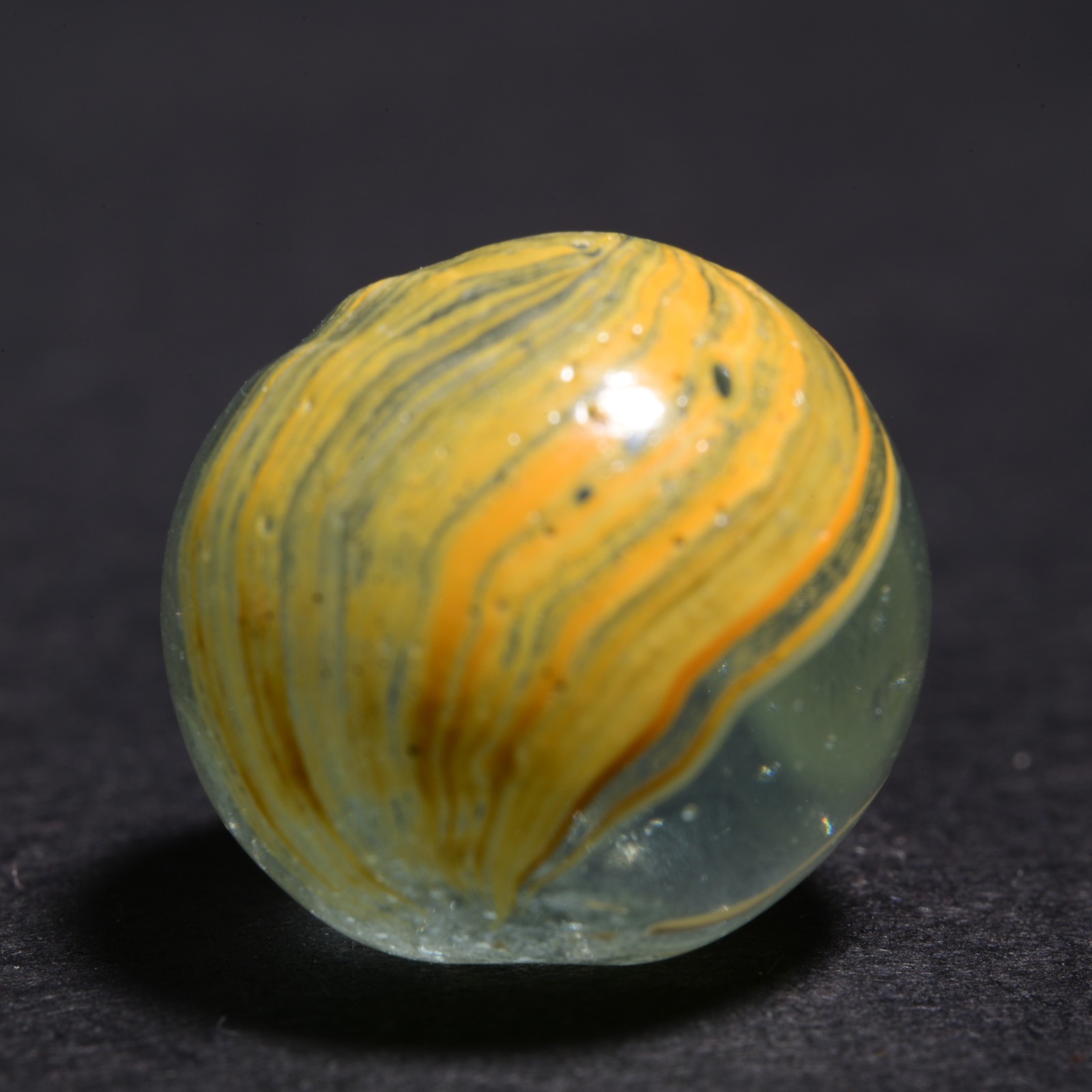 Indian Marble German Handmade Antique 2-Panel Ice & Egg Yolk 15.1mm 19/32”