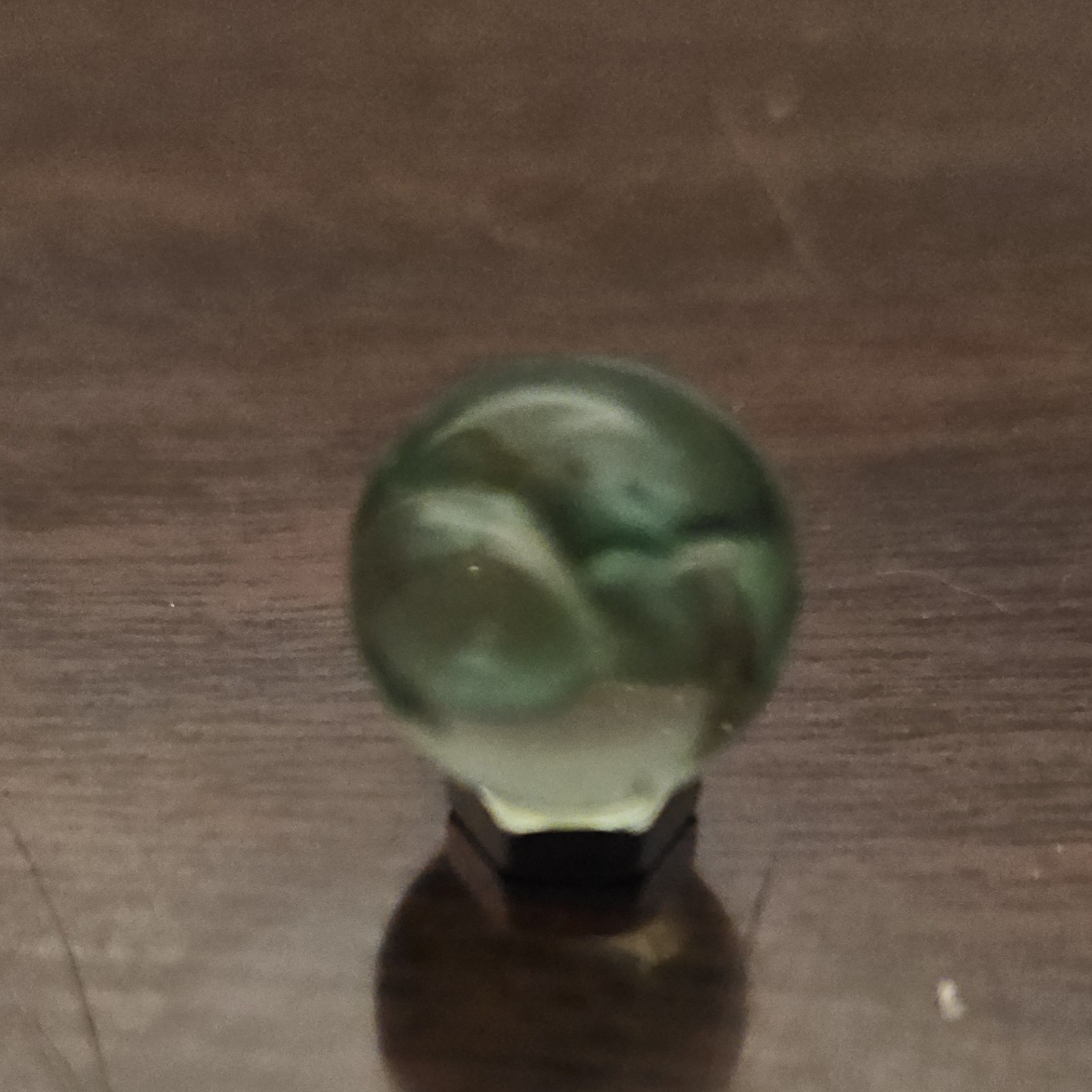 Vintage Vacor Green Spaghetti Ribbon .593″ Glass Marble w Huge Cold Roll Gash