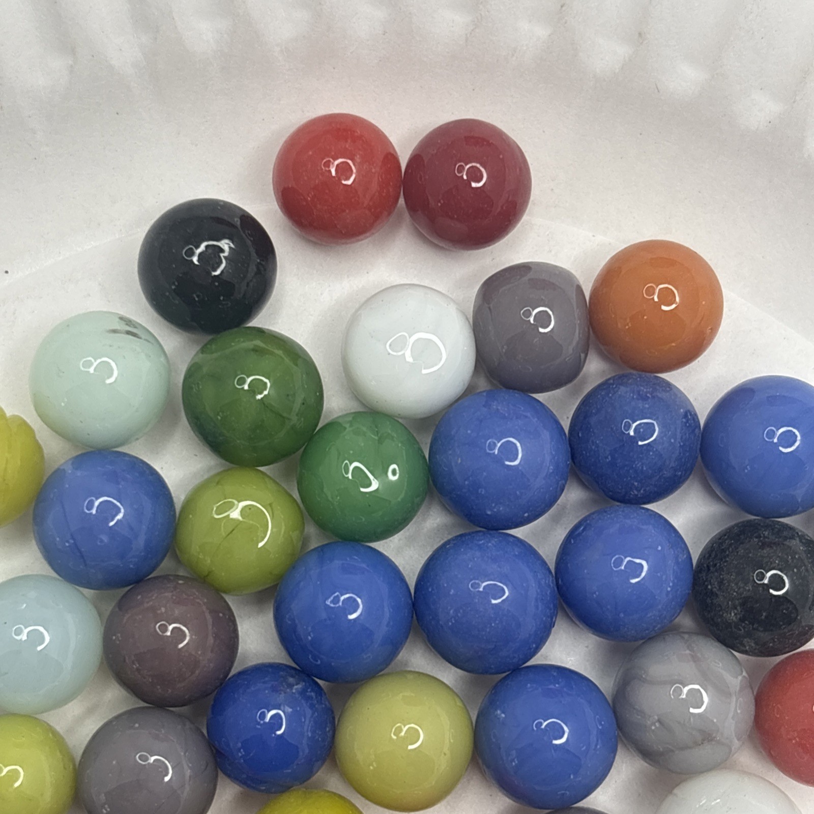 Vintage Bright Color Glass Marbles Lot of 50 Peewee Size OO Some Imperfections