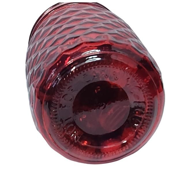 Decorative Red Glass 8 oz Jar filled w/110 cat eye, Vintage & Reg Glass Marbles