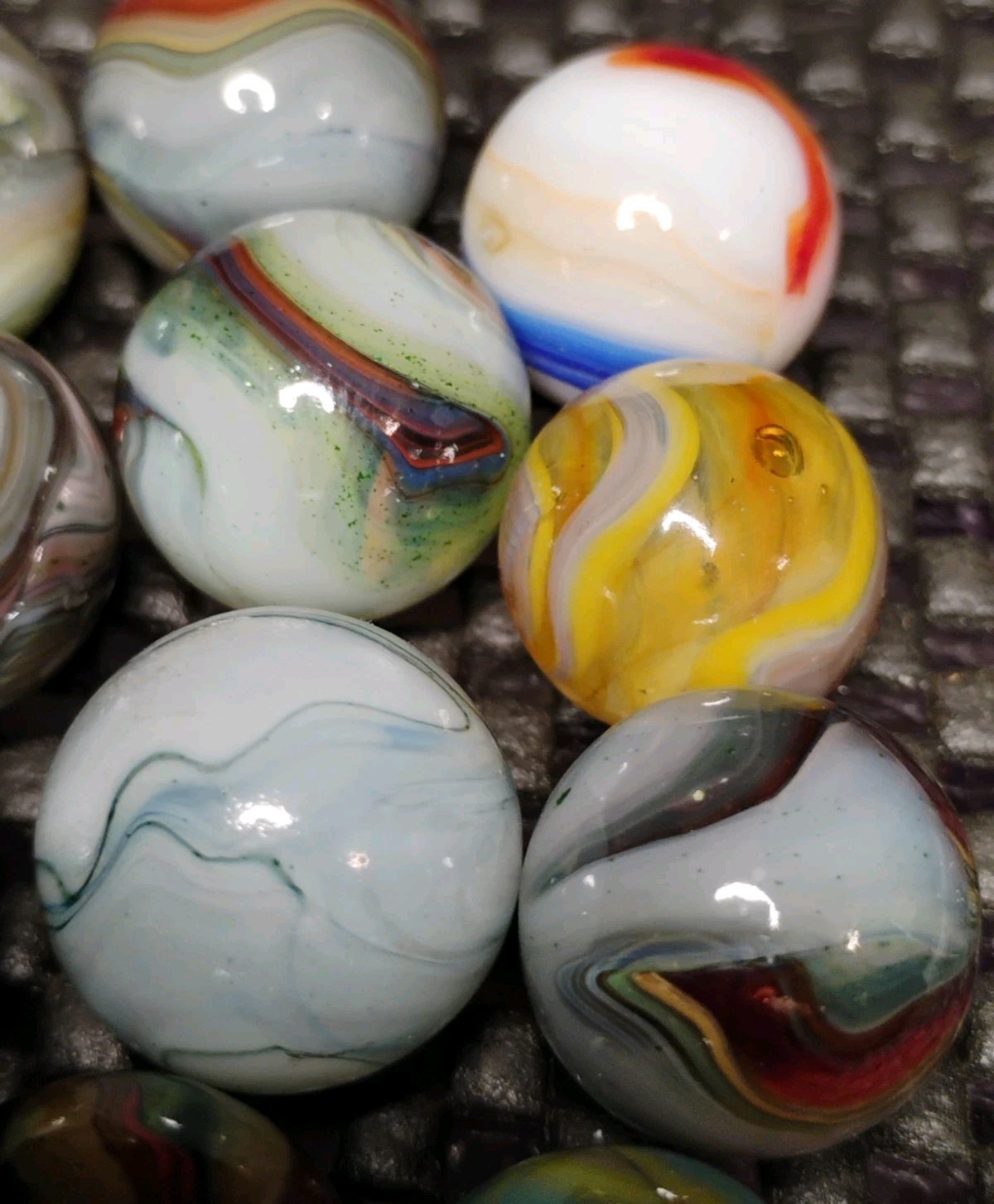 .76″-.67″ JABO/D.A.S. MARBLES LOT OF 12🔥 AV. -SWIRL TOYS MINT/NM