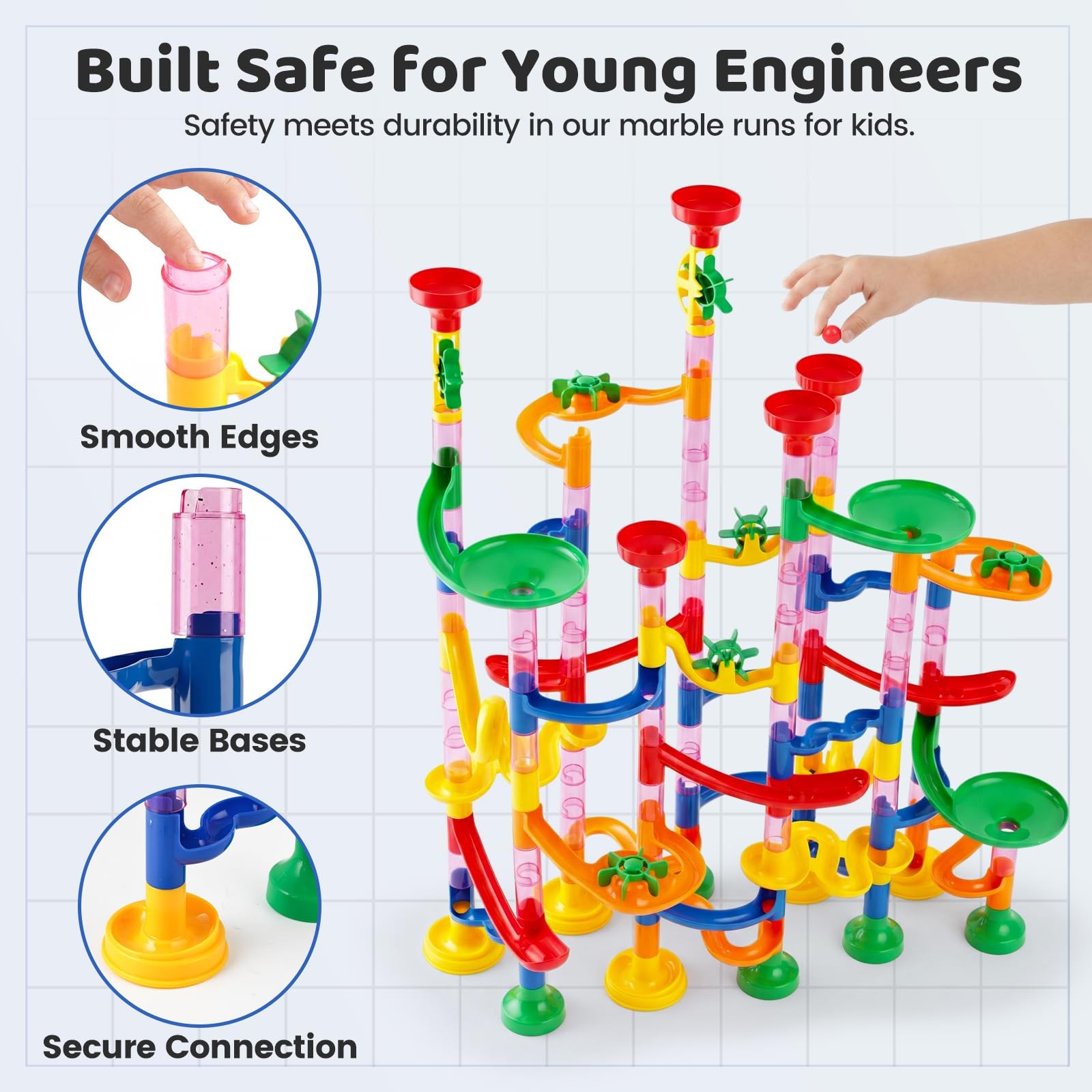 LovesTown Marble Run Toys, 133PCS Maze Game for Kid, Medium, Multi