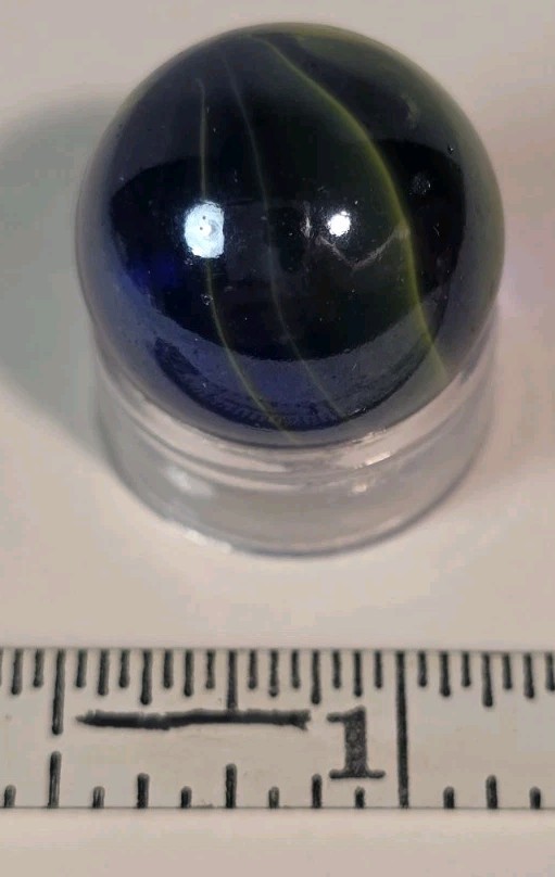 Vintage Cobalt Blue Yellow Swirl Iridescent Marble 15.9mm
