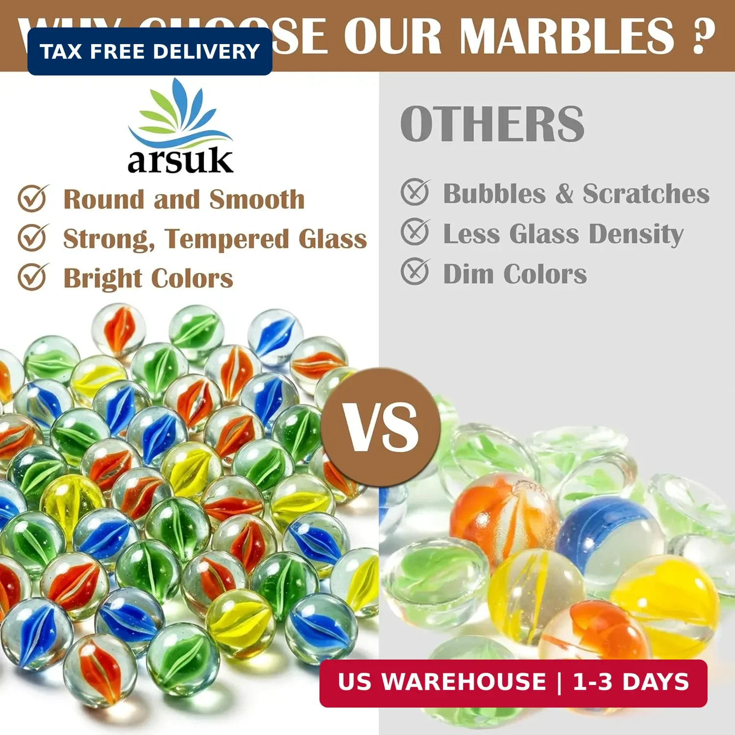 ARSUK Glass Marbles Cats Eye Color Assorted Decorative Vase Filler Marbles for B