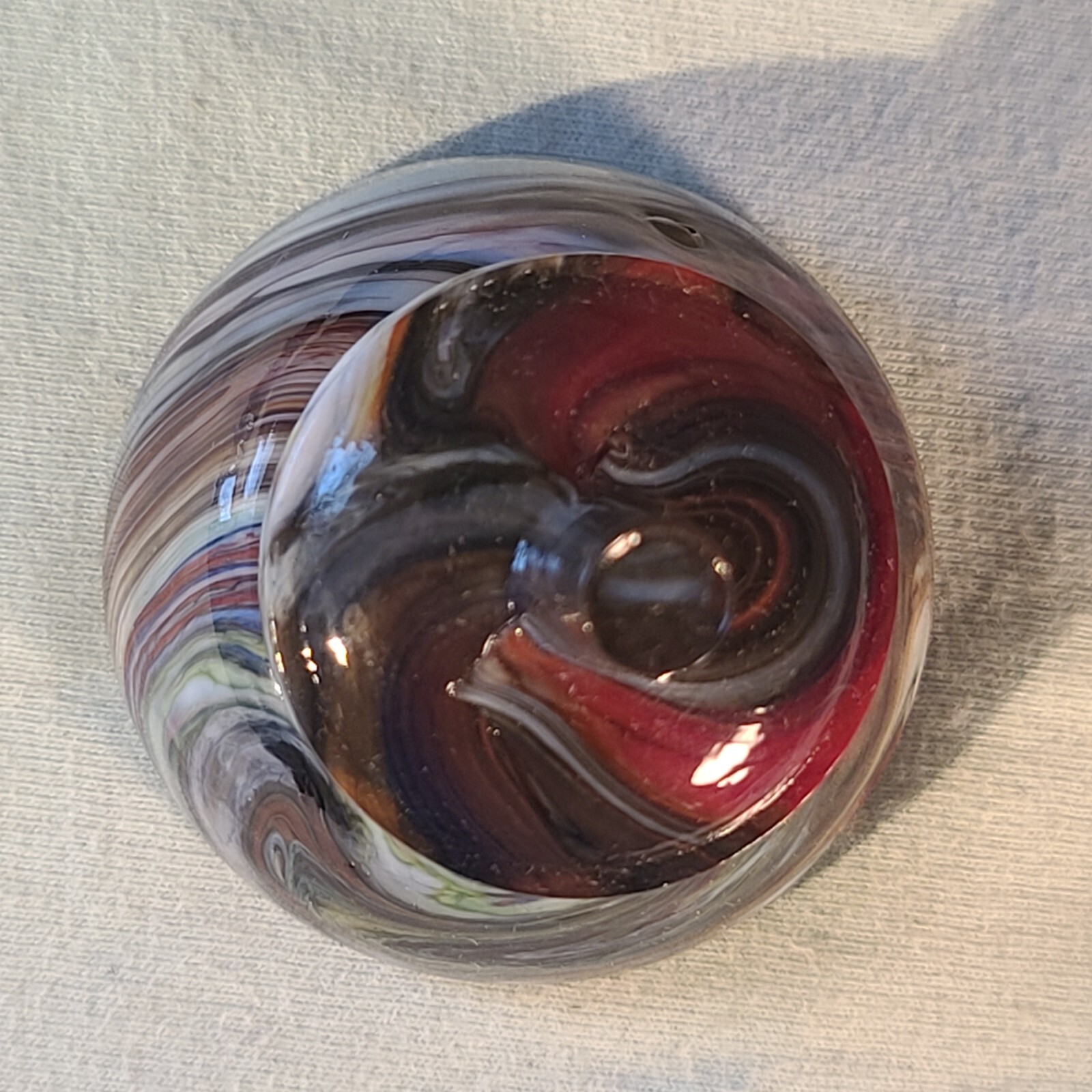 ANDY DAVIS, Glass Art Spinning Top & Base, Rainbow Run (?), #320O