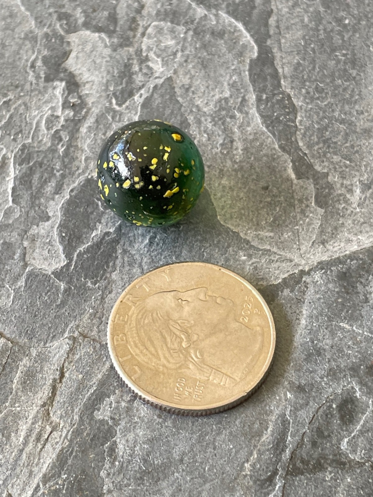 Vintage Green Galaxy Marble Yellow Colors Greenish Decorative Speckled Old 16mm