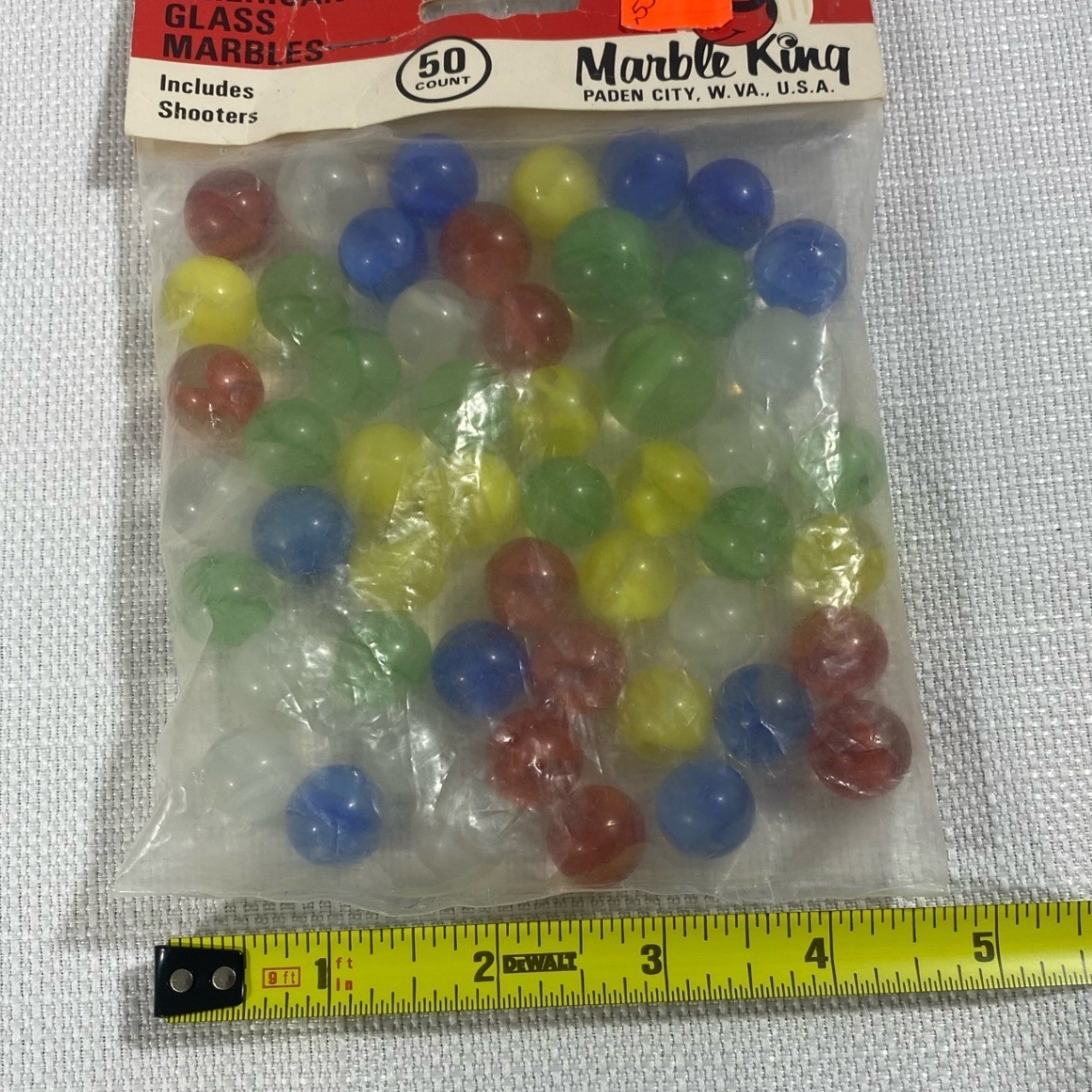 Marble King Vintage 50 Count Glass Marbles Assorted Colors American Made Sealed