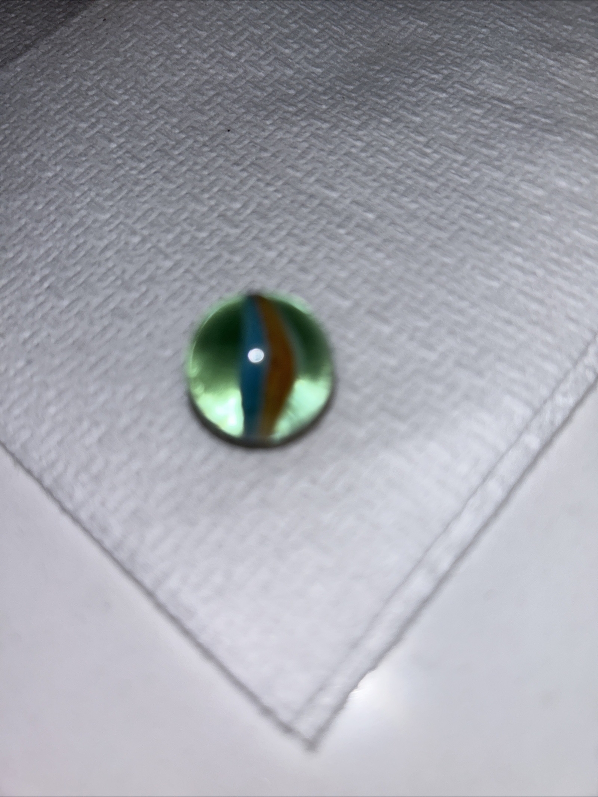 VTG Marble ~ German Ribbon Core~ Red White Blue ~ Green Glass Marble