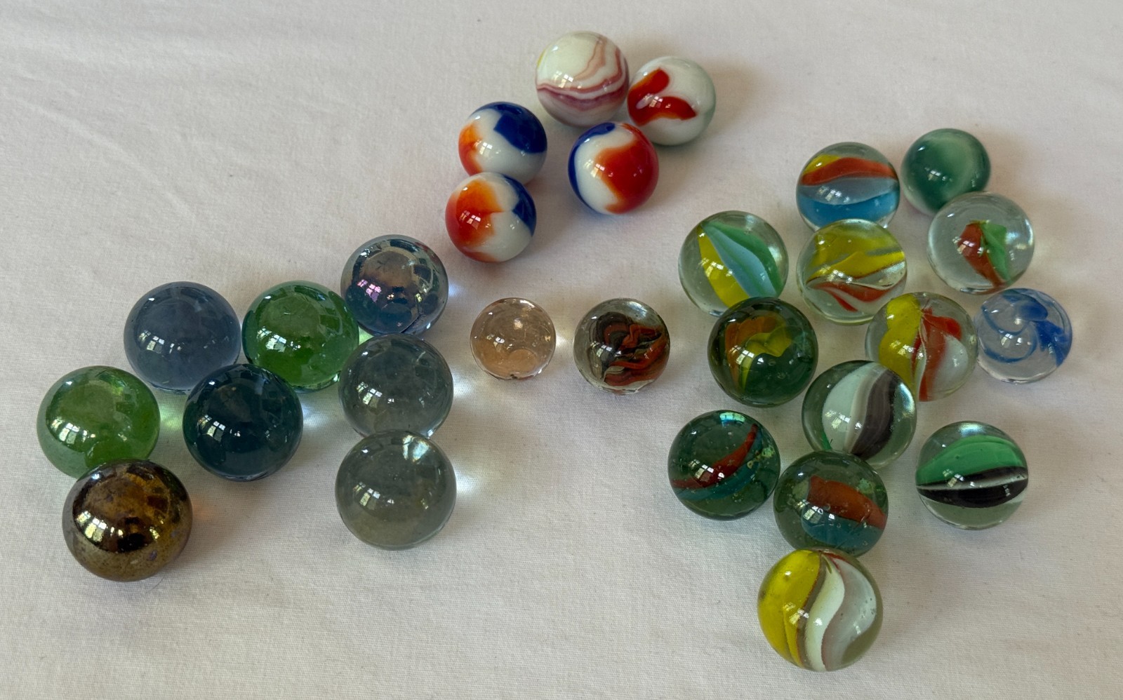 Vintage Glass Marble Lot 28 Large Shooter Boulder Peltier Akro Agate 1930s
