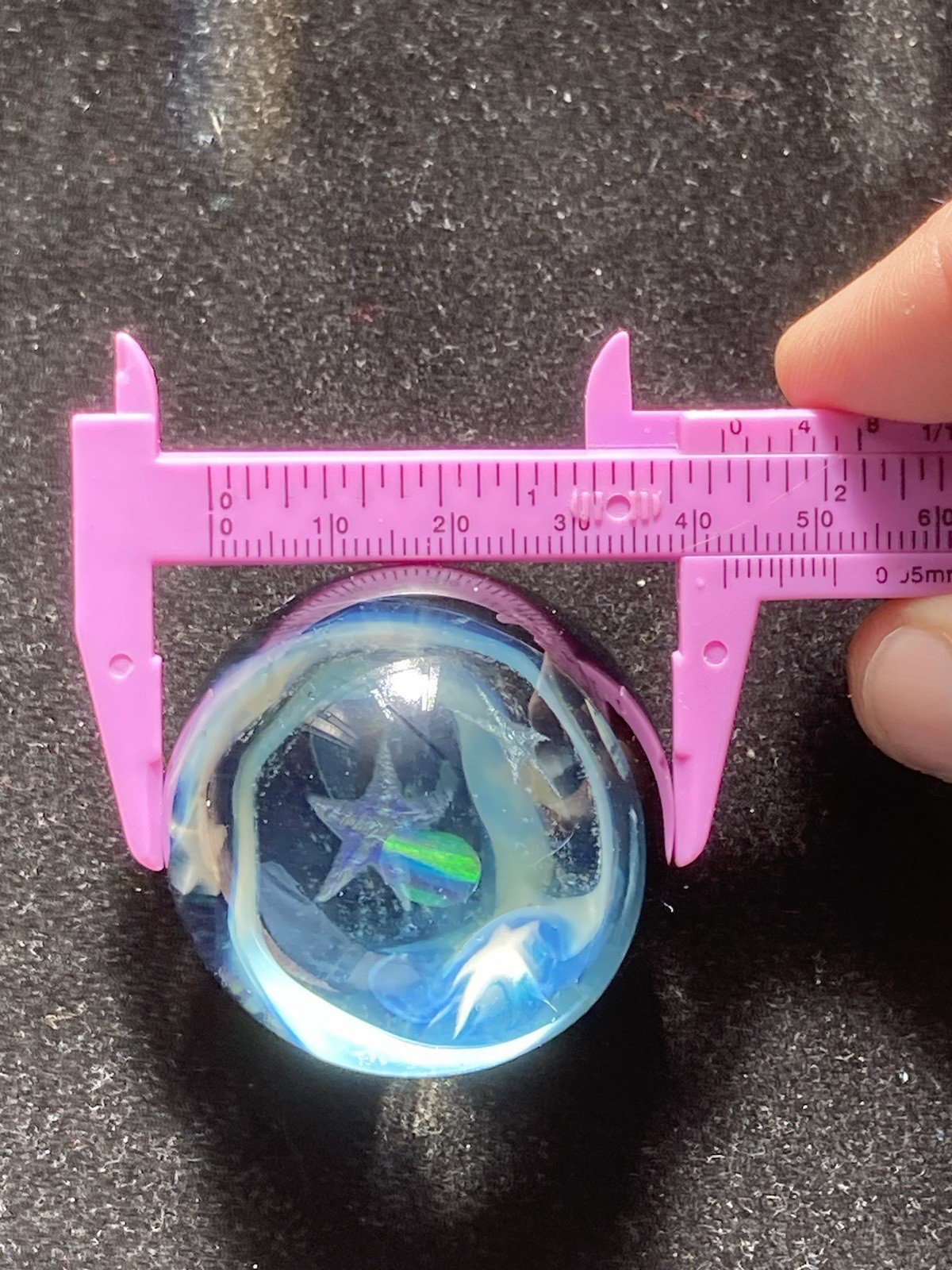 42mm Glass Boro Marble Deep Space Opal 24k Gold Fume swirl Sculpture Stars