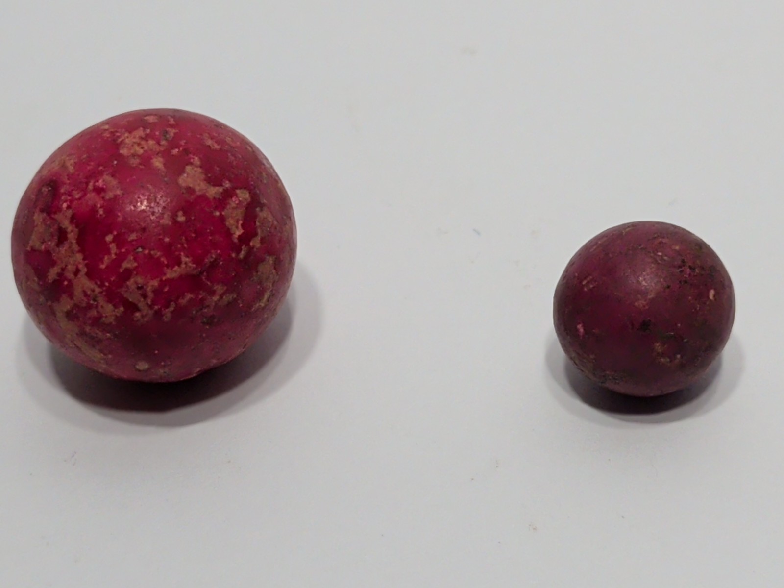 ✨ANTIQUE✨ (Lot Of 2) Multicolor Fired Hard Clay Pottery Marbles ⅜ to ⅝” Wide