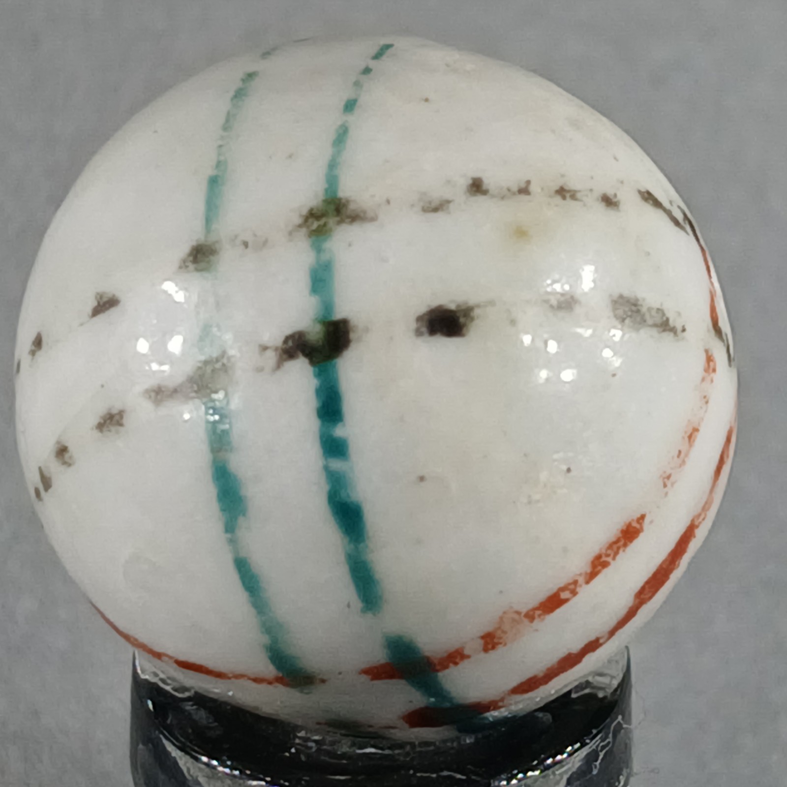 Vintage German Handmade China Glazed Lined Marble .67 Inches NM Condition