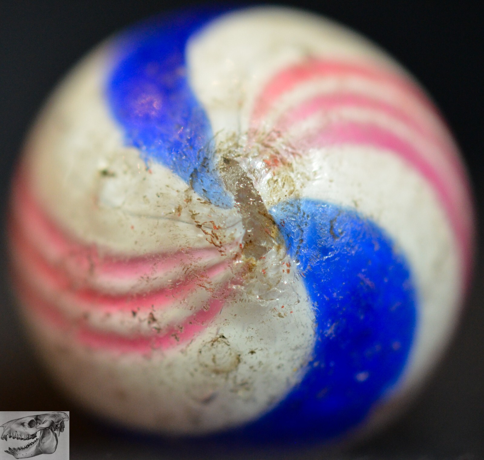 Handmade Peppermint Swirl Marble, 3/4 in, Near Mint-, Germany, 1860-1920, S1025