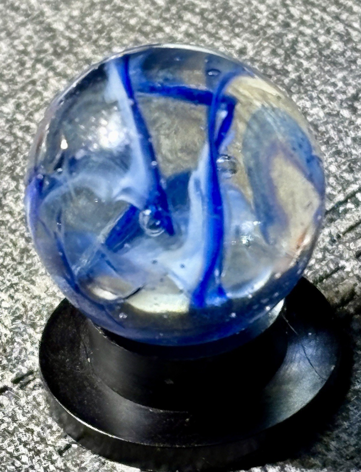 Veiligglas Wirepull Blue White Transparent Marble .59”