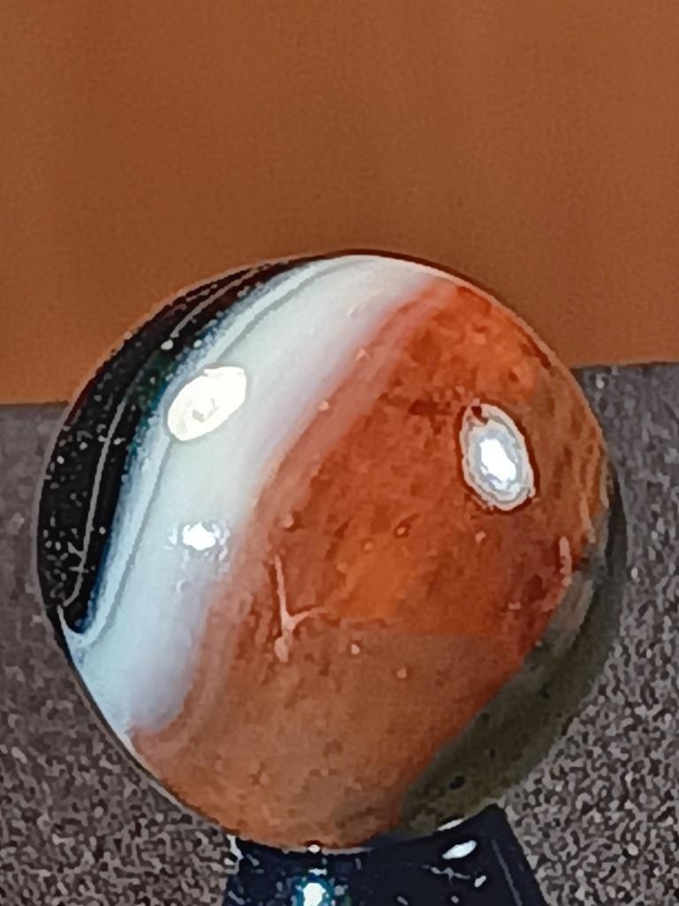 5/8″ Peltier Imperial Red to Dusty Rose Ice White Clear Rainbo NM Marble B316