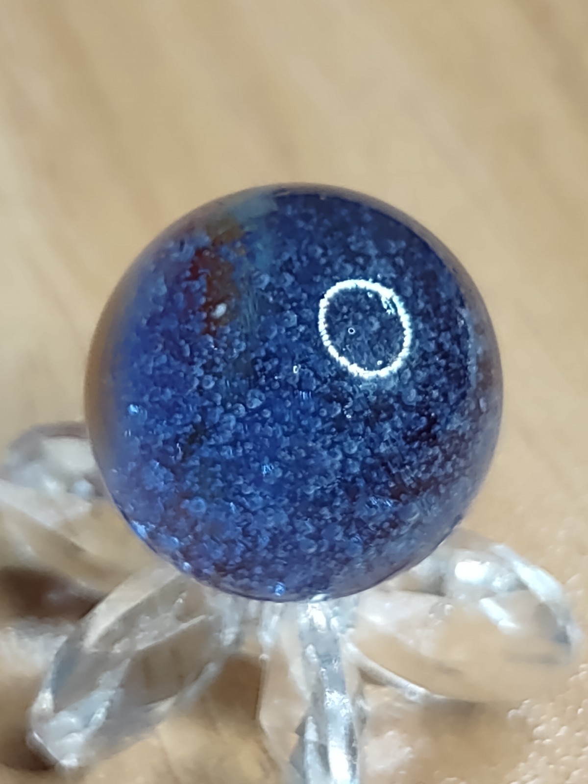 Epic Red Peltier BUBBLY Blue Base RAINBO Glass Vintage Marble READ .63″ Toys