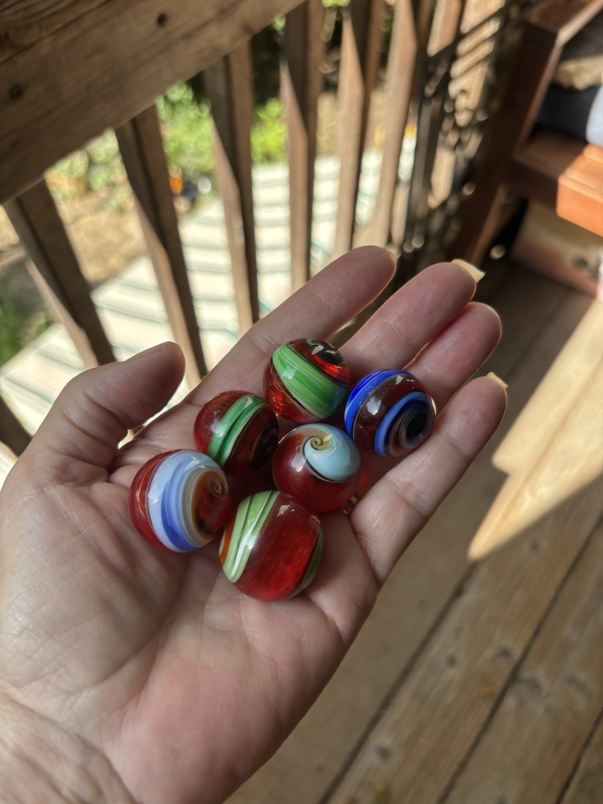 Shortie’s Fancy HandmadePlaying&Hiding Marbles Lot Of 6 “Orange Crush”