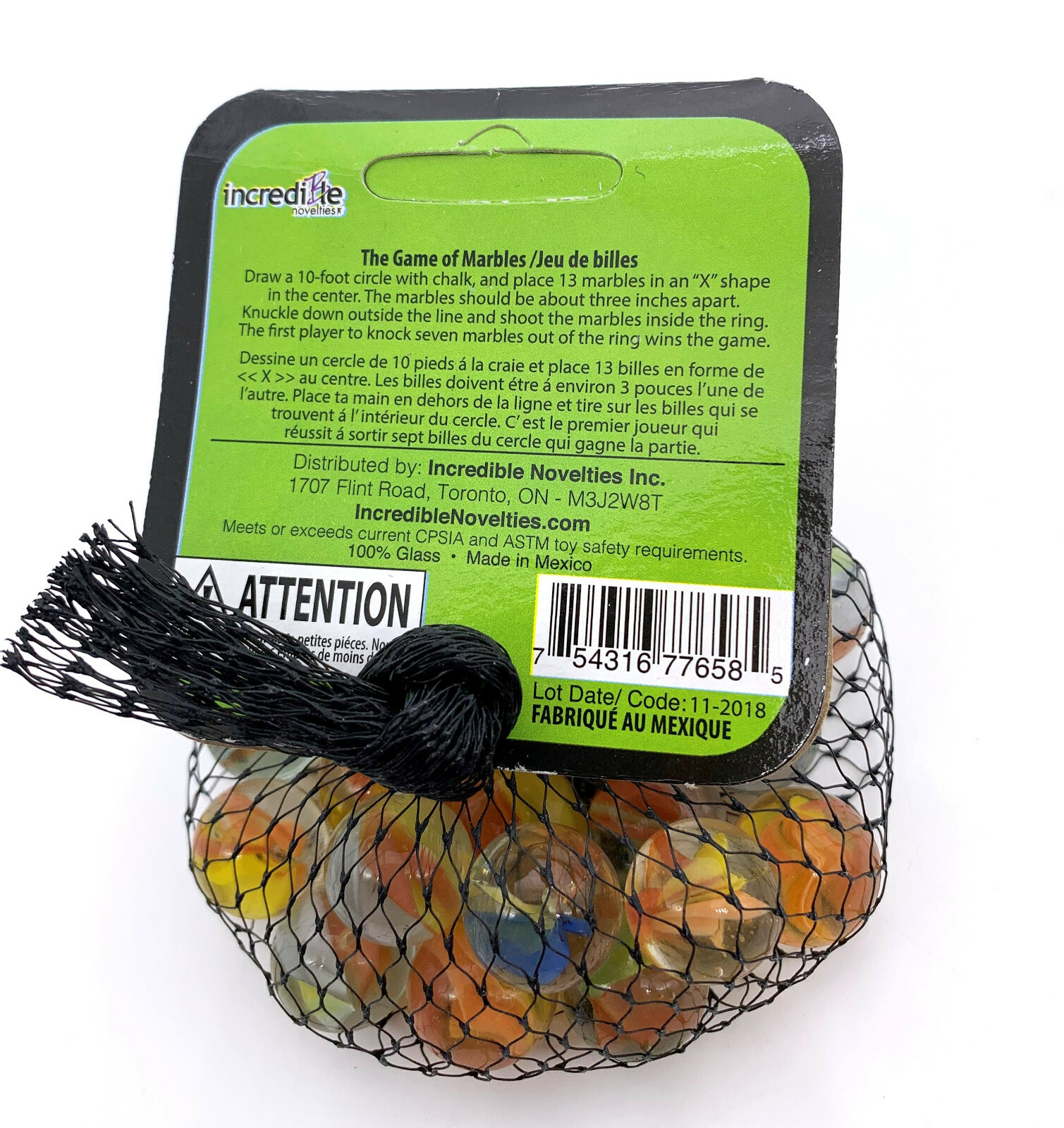 Cat’s Eye Net Bag of 25 Glass Mega Marbles Vacor Mixed Colors Cats Eye