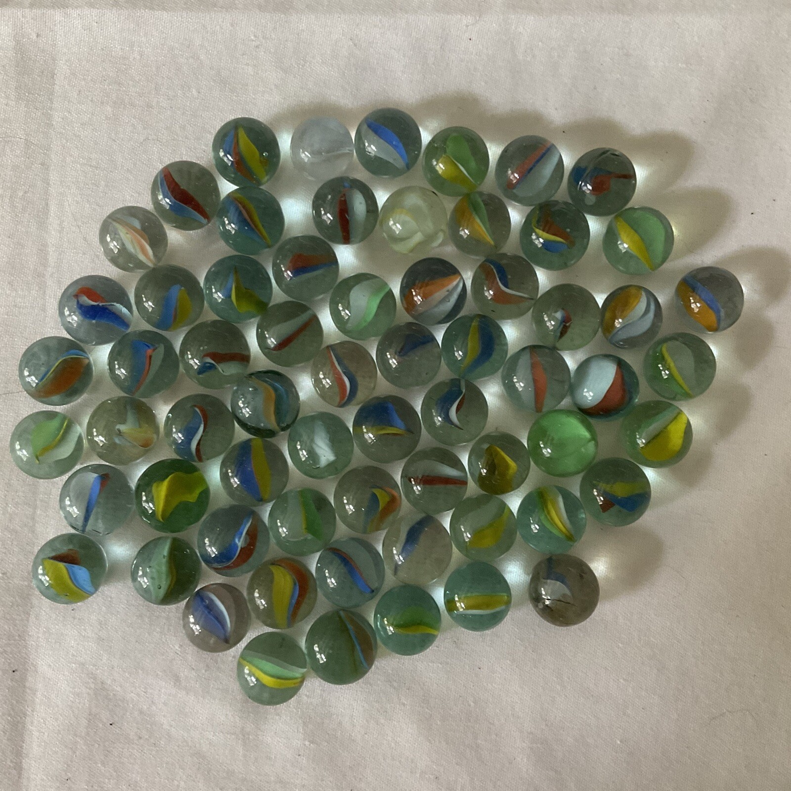 Vintage Marbles Transparent Glass Clear Color Swirls Inside Lot of 65 Good Cond