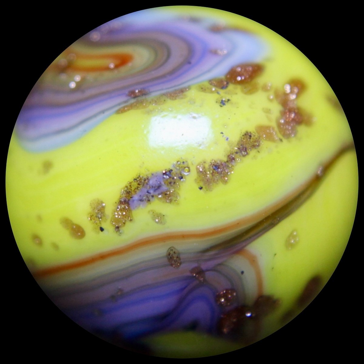 JABO West Virginia Marble Collectors Club Marble: Radioactive Lavender Lutz