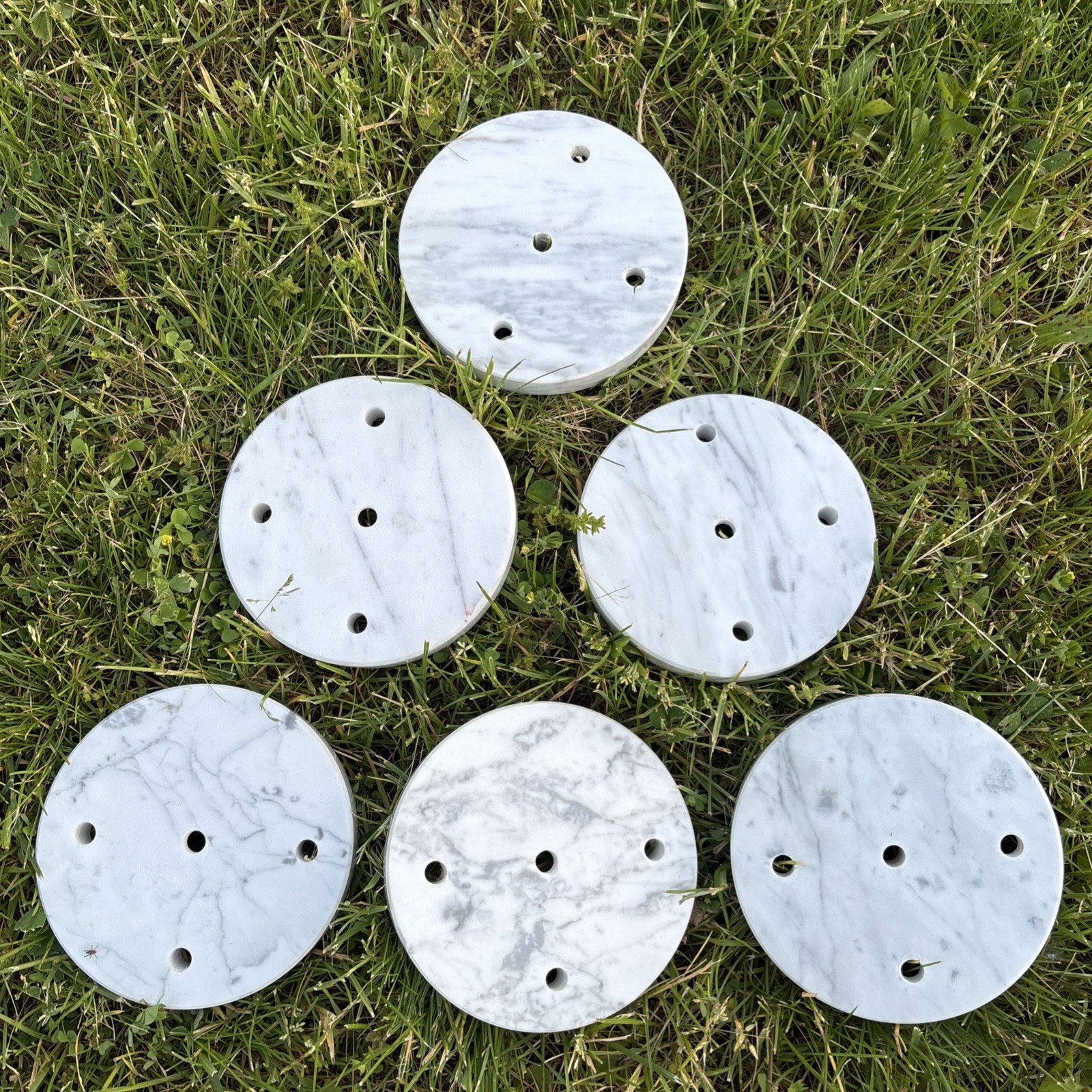 Marble Trophy Bases White 6 x 3/4″ Round Edge LOT 5 Round CATC Italy QTY AVAIL