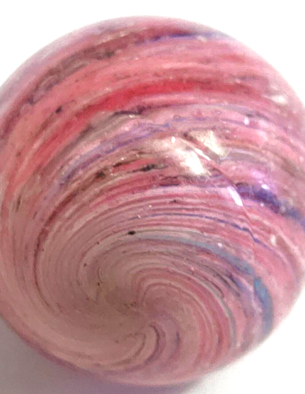 TOY MARBLE onionskin light shrunken tornado swirl ,0.96” mica pink, blue EOC