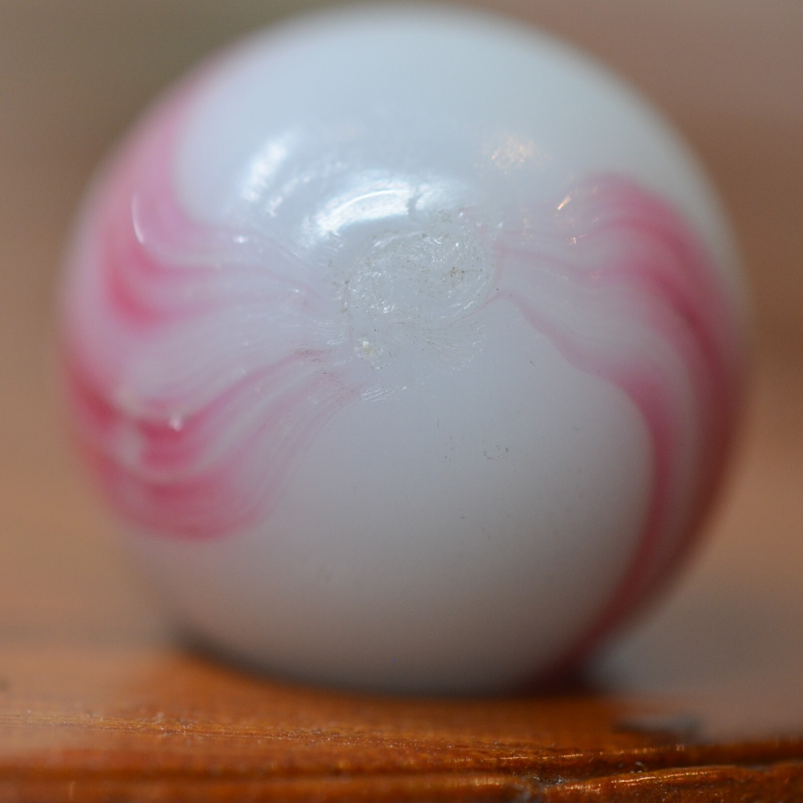 Handmade Pink Banded Opaque Marble, 11/16 in, Near Mint, Germany 1860-1920 S1507