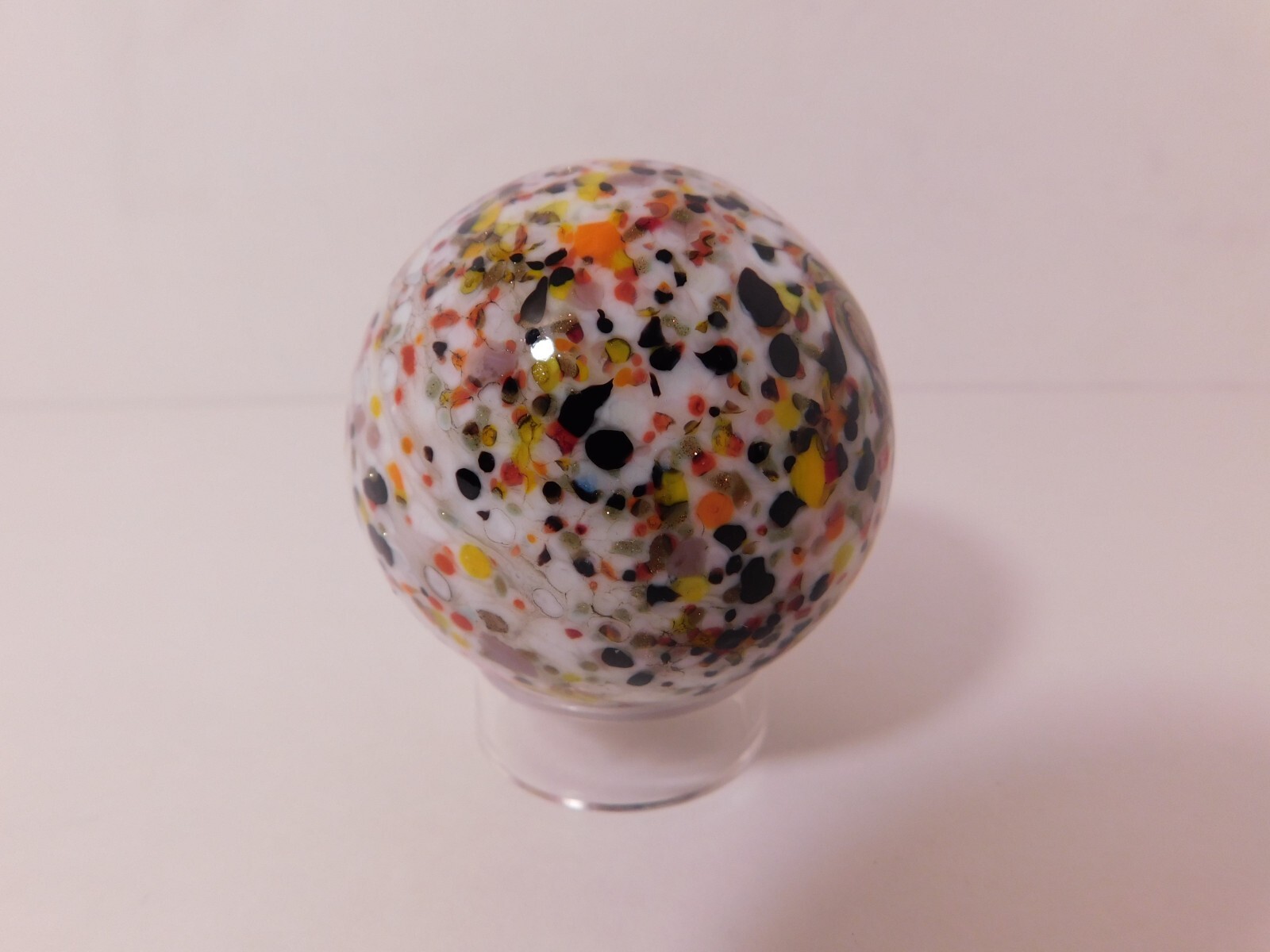 A HUGE New Rainbow Colored Handmade Guinea Glass Marble – 50 MM = 2″ Dia.