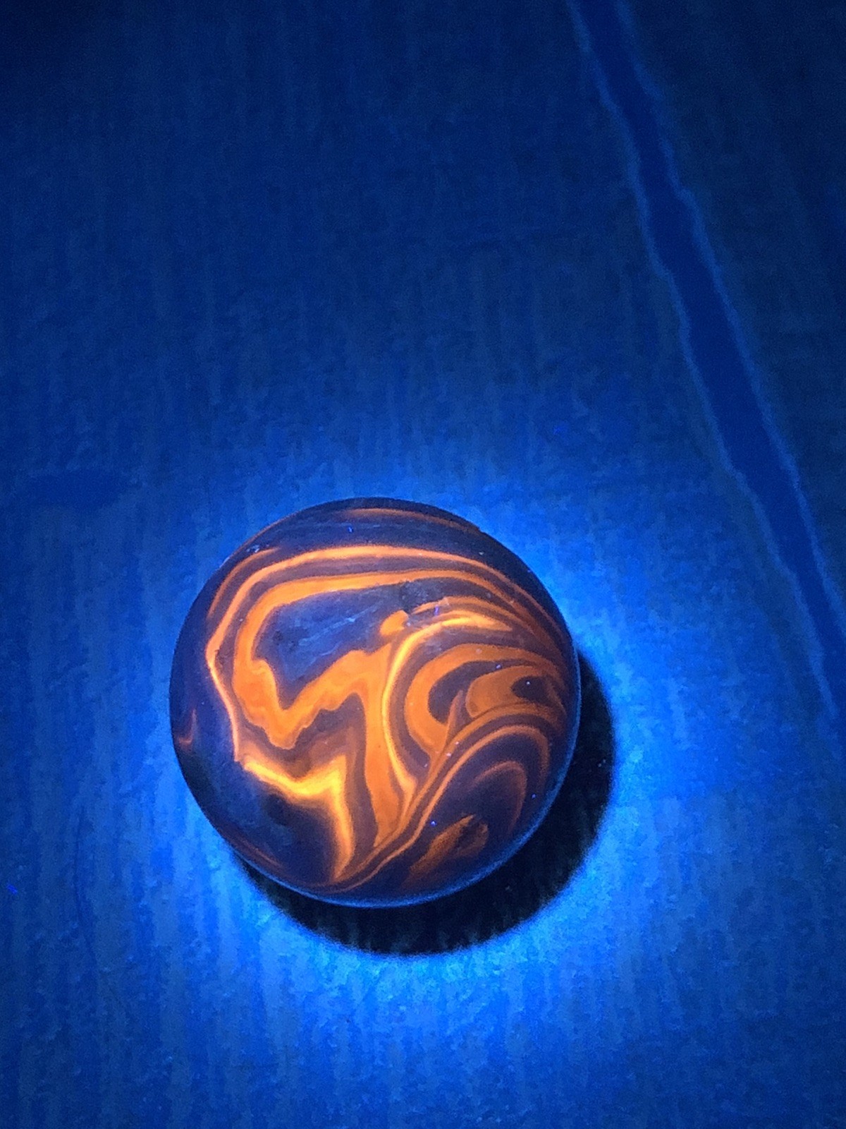 Vintage Purple Orange Swirl Shooter Marble Glows UV W Blacklight Has Chips
