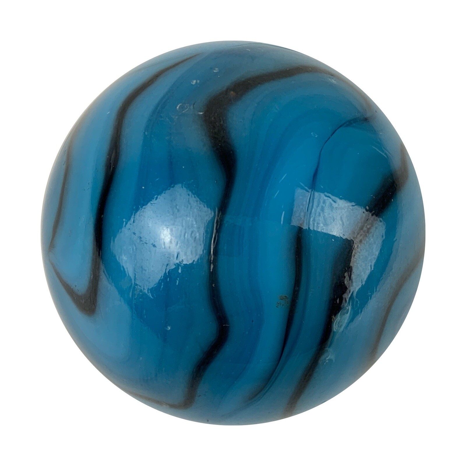 TOE BREAKER 50mm (2″) BRONTOSAURUS Blue Swirl Marbles glass Toebreaker HUGE