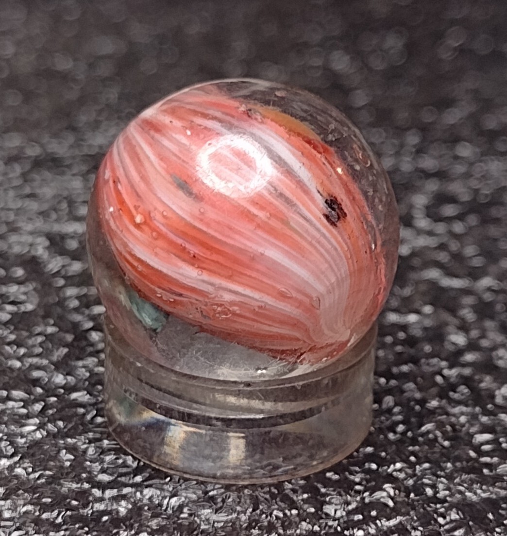 .70″ ✨☁️ SILVER MICA EOD Shrunken OnionSkin Swirl Antique Glass German Marbles
