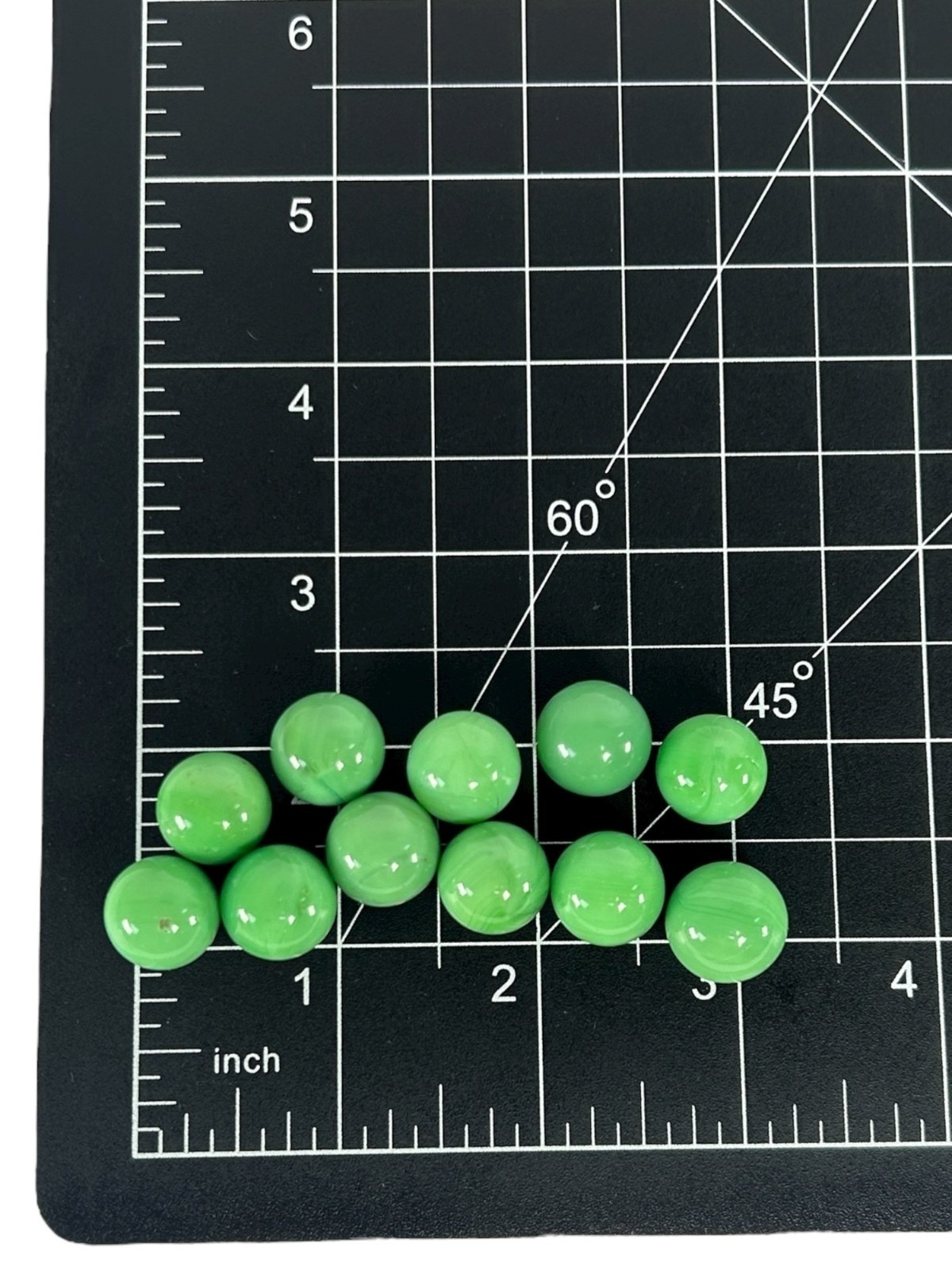 Vintage Player Marbles .58in Lot of 11 Bright Green Swirled Glass Collectible