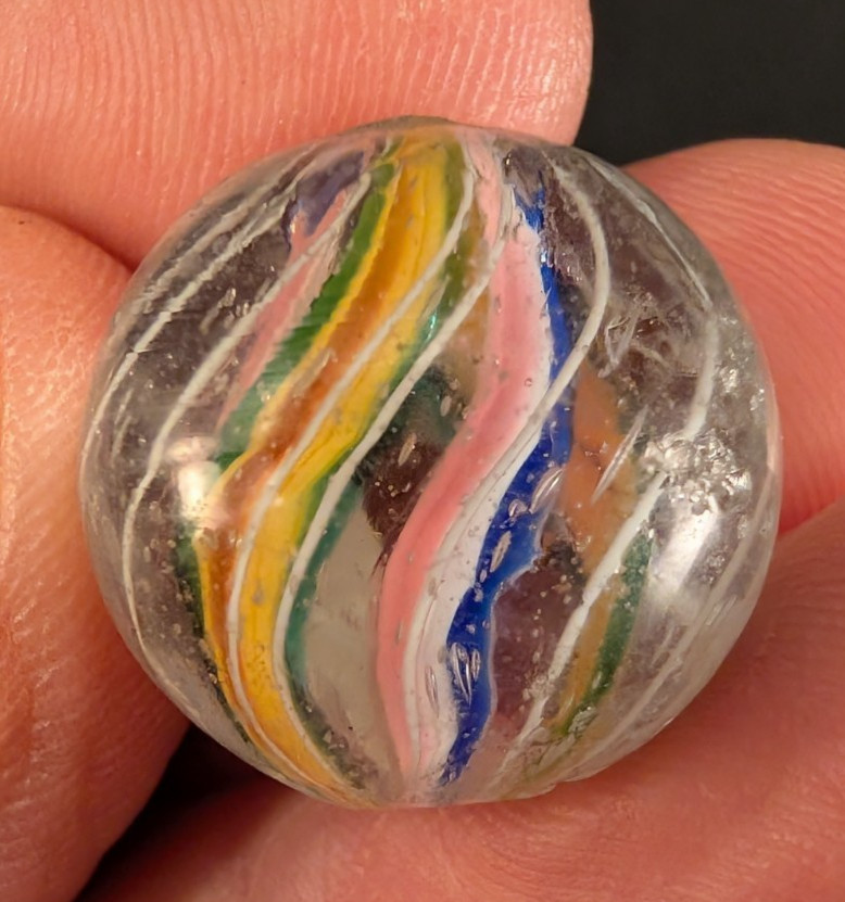 Vintage German Latticinio Core Swirl Marble Glass .759″ (6 colors)
