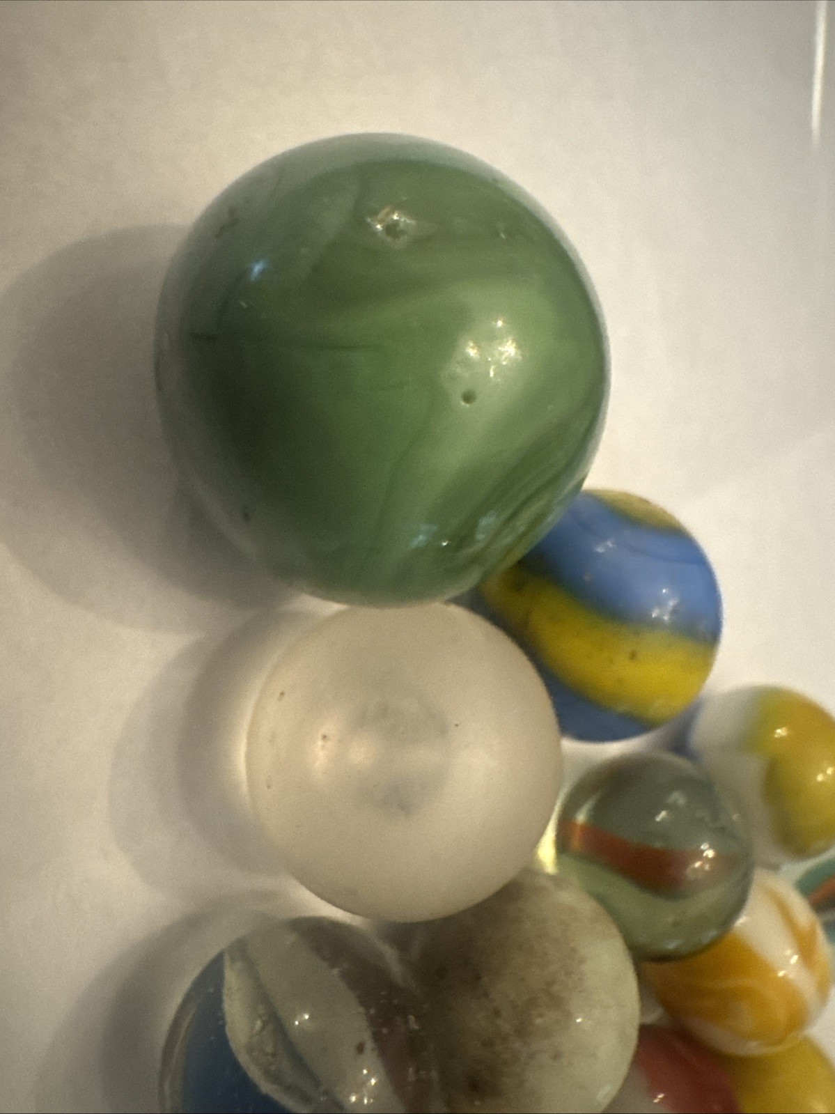 Vintage Mixed Glass Marble Collection 24 Marbles: One Shooter, Cat’s Eye, Swirl