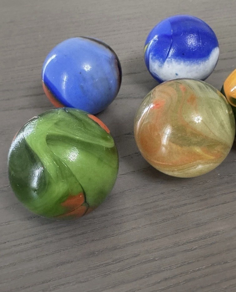 Vintage Marble Lot – 42mm Toebreaker Large Shooter – 5 Total Marbles$75obo