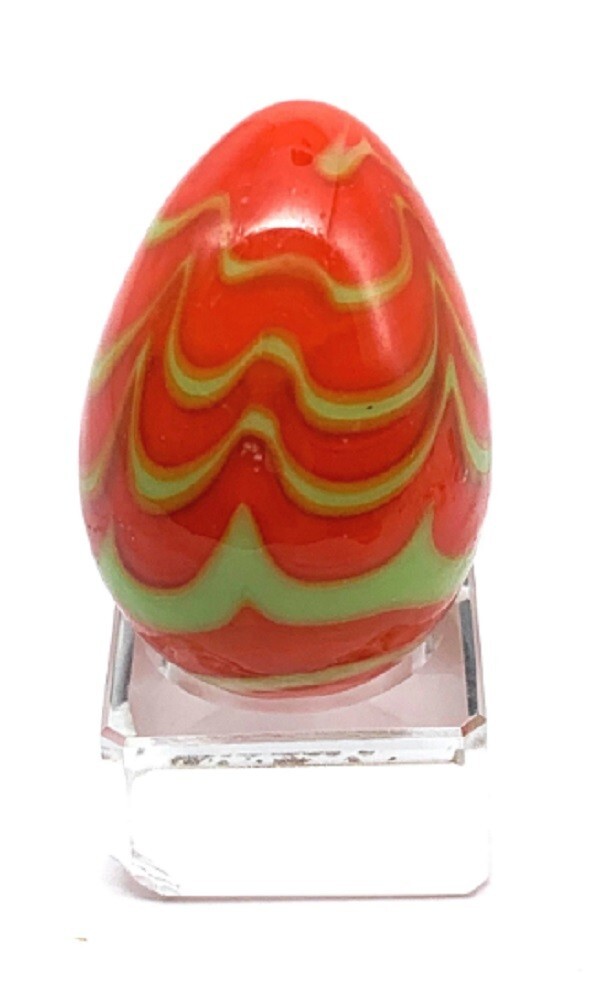 Set of 3 Styles Miniature Egg Shaped Hand Blown Art Glass Marbles RARE Multi