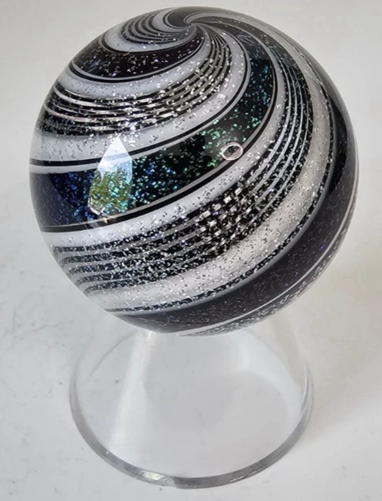 Hot House Glass Dichroic Artist Marble handmade signed 2013 1 7/16″