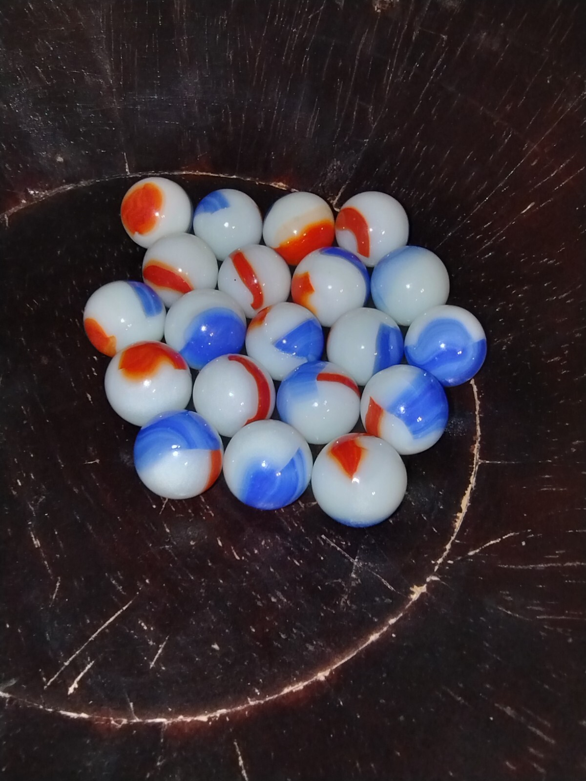 Patriotic (Red White Blue) Liberty Marbles Florescent UV Reactive Uranium Glass