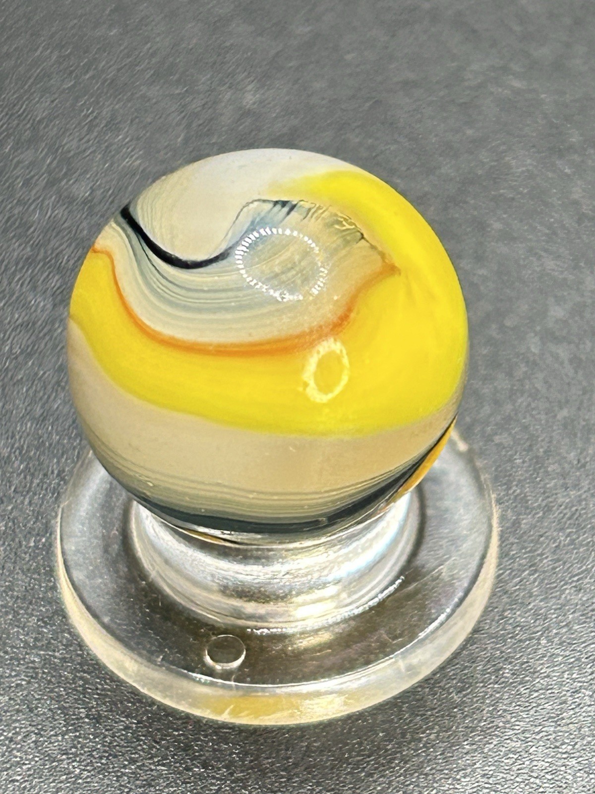 Vintage Akro Popeye Hybrid Marble Red Yellow Blue Gray 0.629 Slight UV